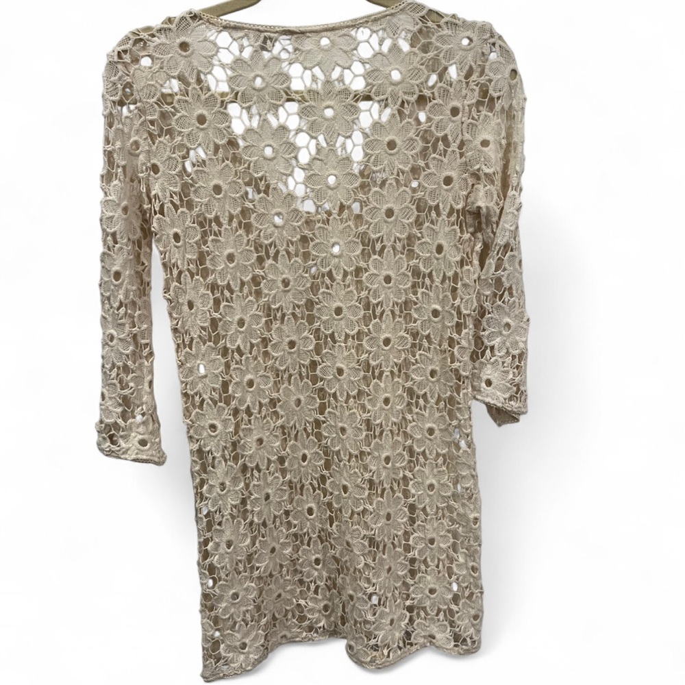 💥SALE! INC International Concepts Cream Crochet Floral tunic/coverup - Picture 5 of 6